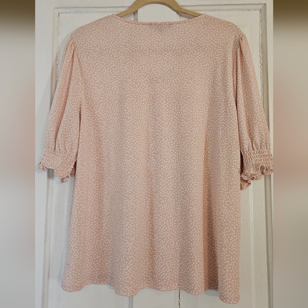 Adrianna Papell Blush Pink Blouse with Smocked Accents - Picture 2 of 4